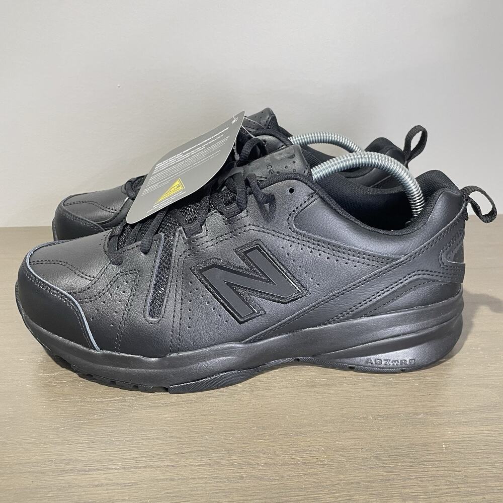 New Balance Mens Size 8.5 WIDE 4E Shoes NEW MX608v5 Slip Resistant Black Leather
